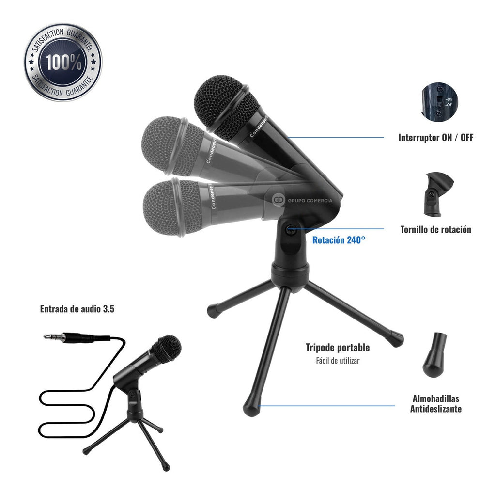 Base Soporte Para Con Microfono Condensador Jack 3.5Mm