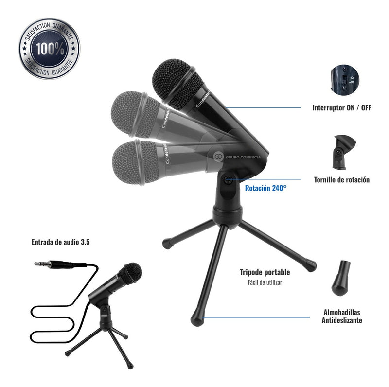 Base Soporte Para Con Microfono Condensador Jack 3.5Mm