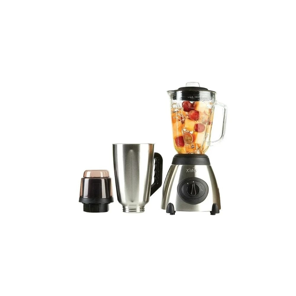 Licuadora Kalley 1.5L Vaso Vidrio + Acero Inoxidable Con Picatodo Potente