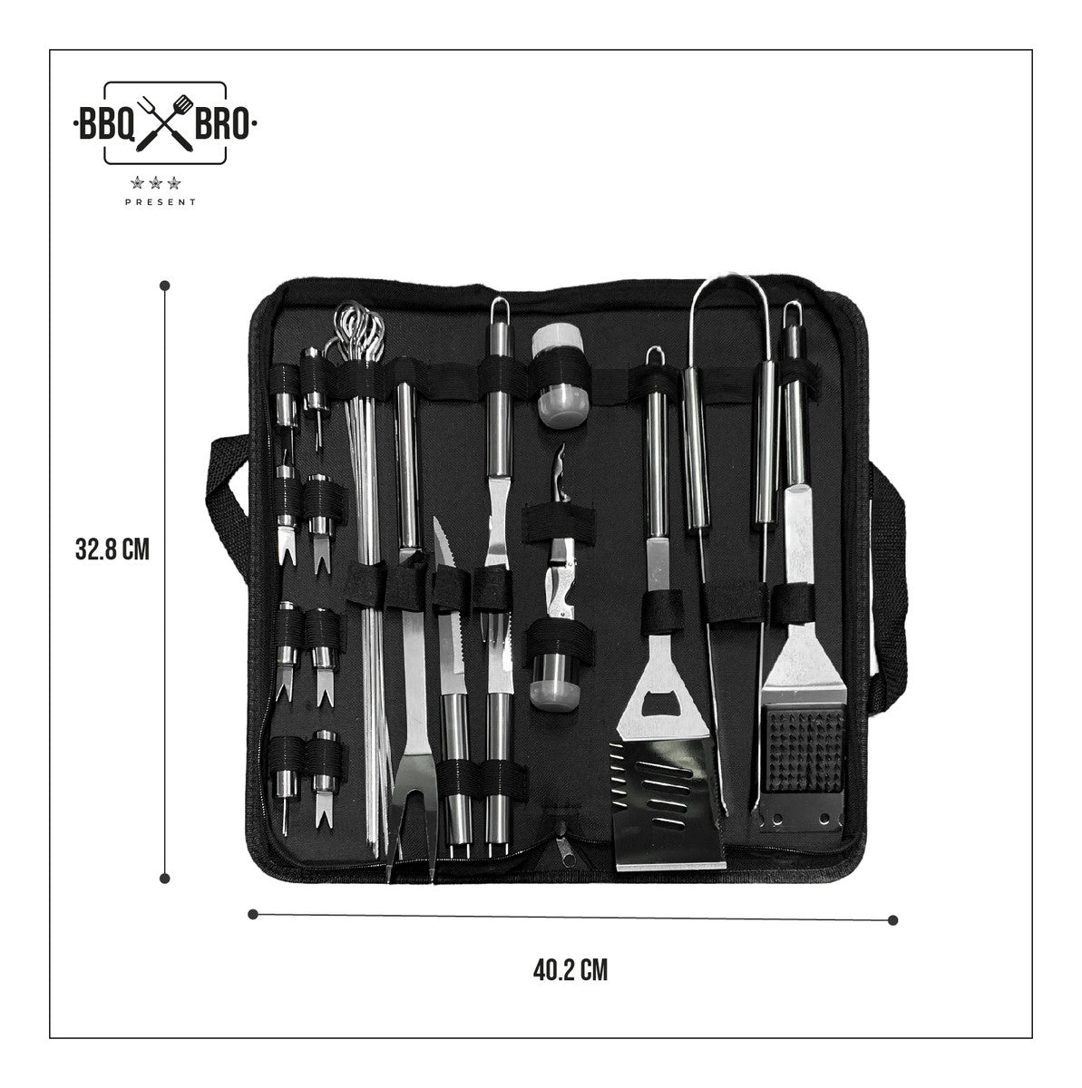 Set Utensilios 20 Piezas Parrilla Asados Bbq Acero Inoxidable Estuche Innovo