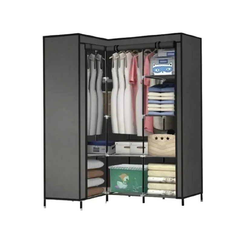 Closet Esquinero Organizador De Ropa 8 Estantes Armado Facil Color Gris