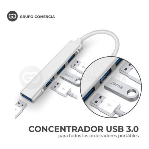Hub Multipuertos Usb 3.0 Carcaza Aluminio 4 Puertos Fino