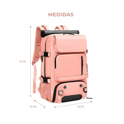 Mochila Bolso Maleta Multifuncional Laptop Viajero Gran Capacidad Impermeable Rosa