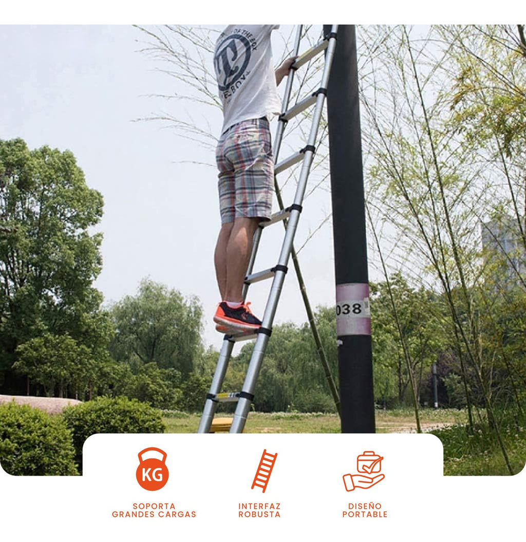 Escalera Telescopica 3.8 Metros Ajustable Aluminio Practica Innovo