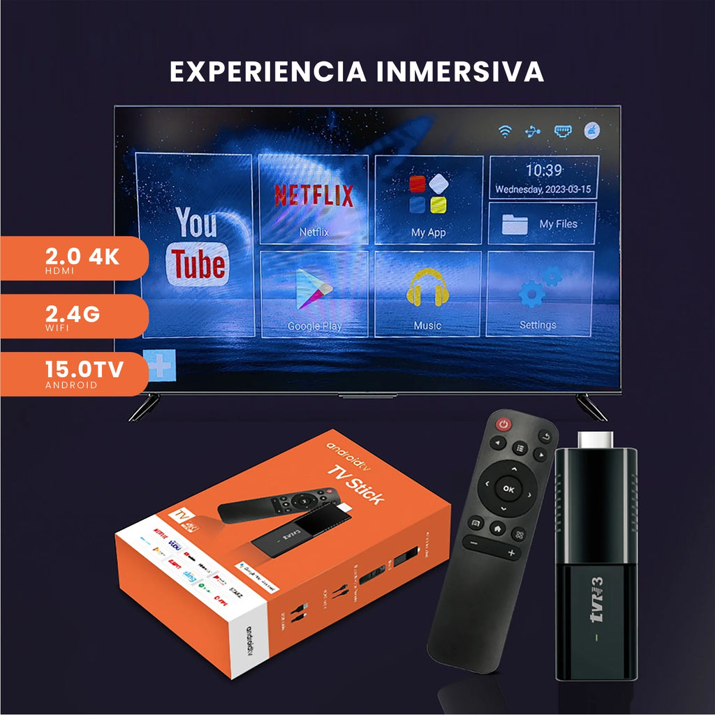 Android Tv Stick 4K Hdmi Con Magis Tv, Wifi, Netflix Y Apps Streaming