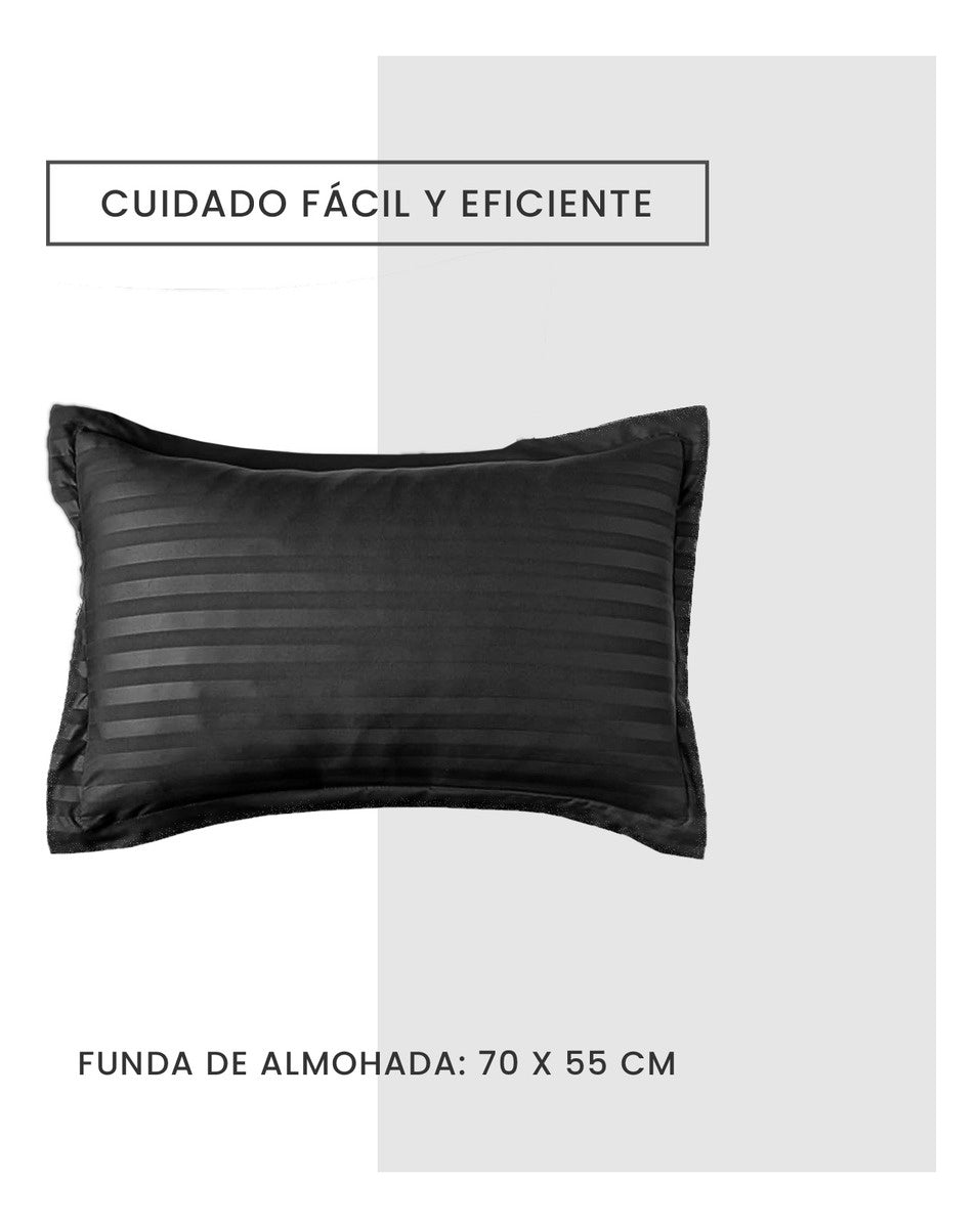 Edredon Microfibra Para Cama Sencilla 2 Fundas Tela Suave Innovo Negro
