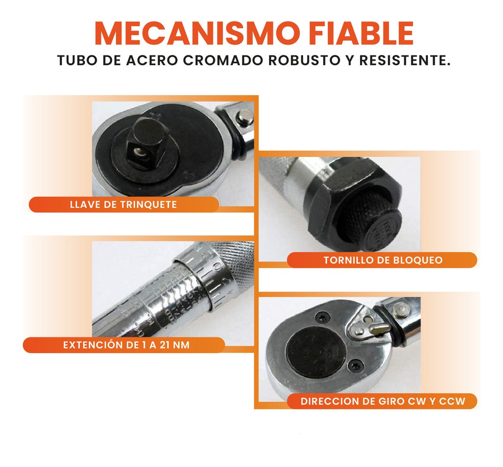 Llave De Torque Con Estuche Herramienta Profesional 1/2 Pulgada 28 A 210Mm