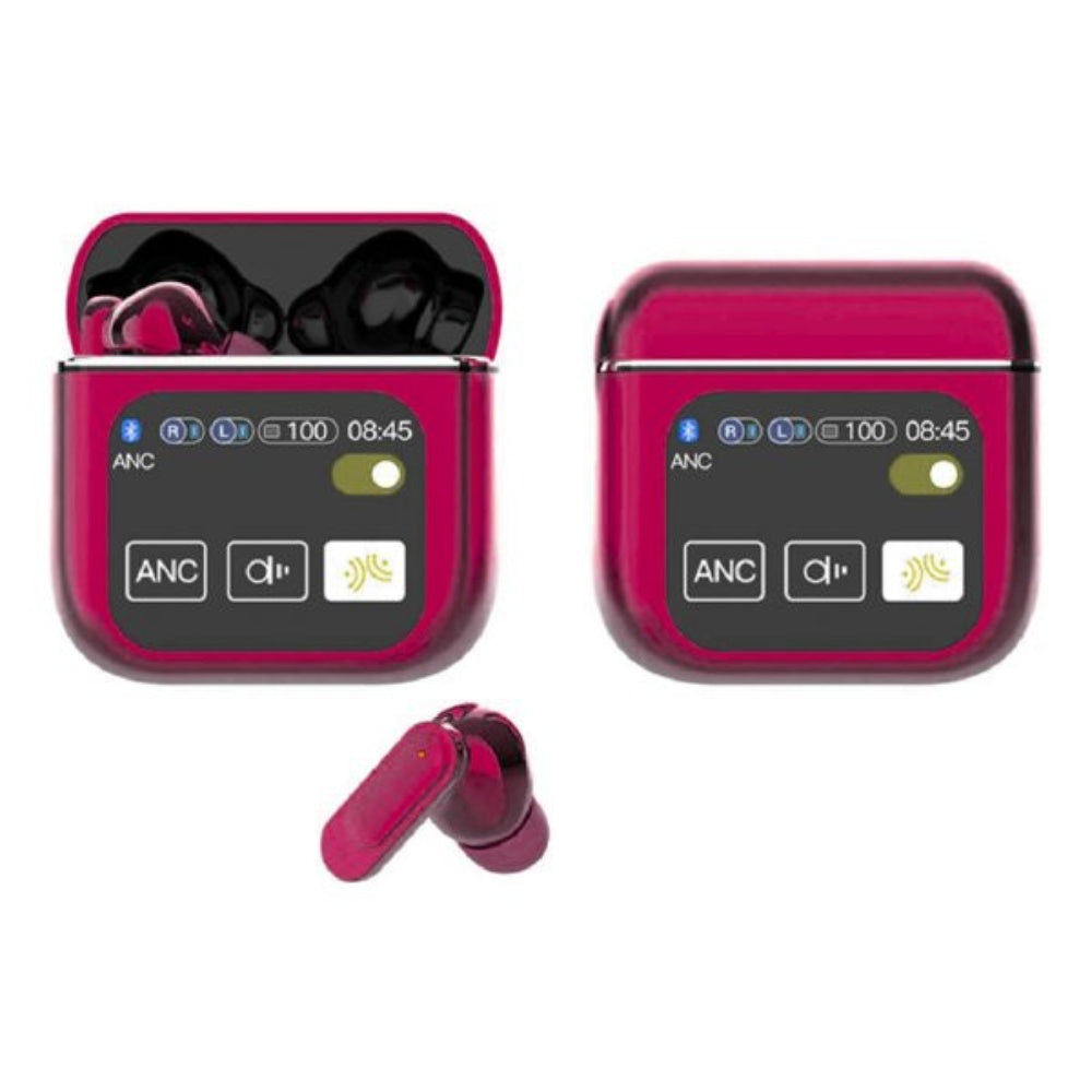 Audifonos Bluetooth Cancelacion Ruido Pantalla Tactil Rojo 5.2 Bluetooth