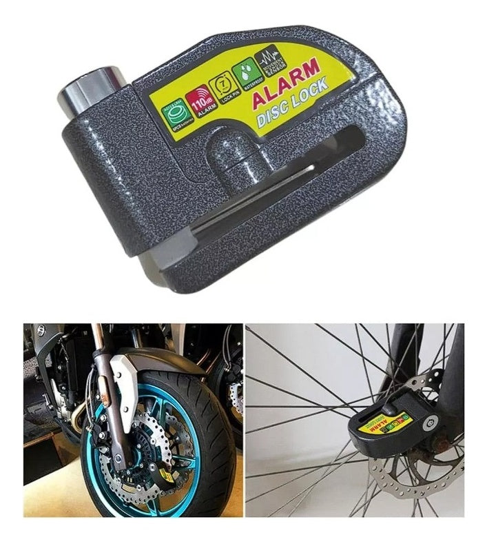 Candado Moto Alarma Freno De Disco + Candado Manilar Alarma