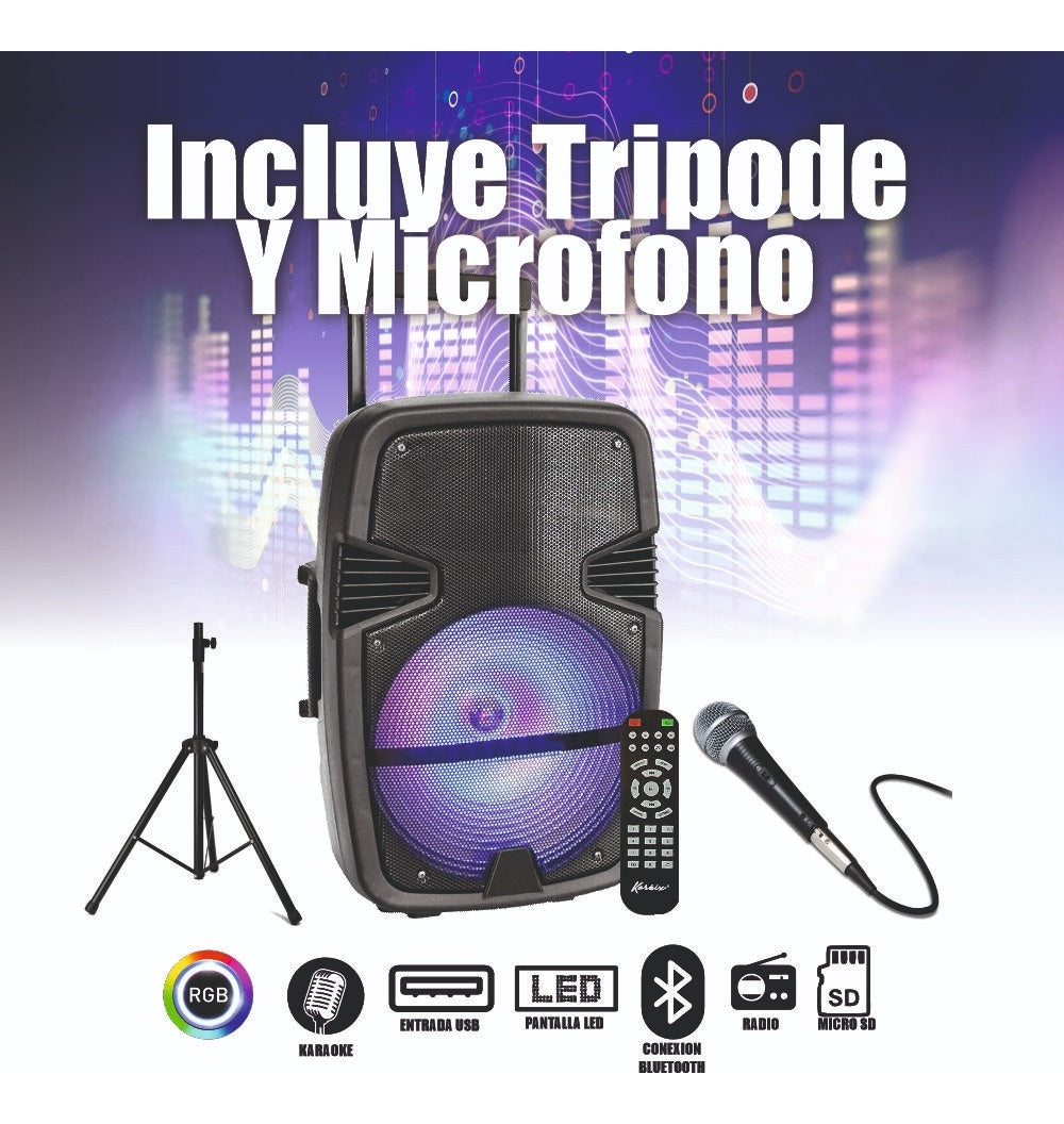 Parlante Profesional Korbix 12In500W Inalambrico Con Tripode