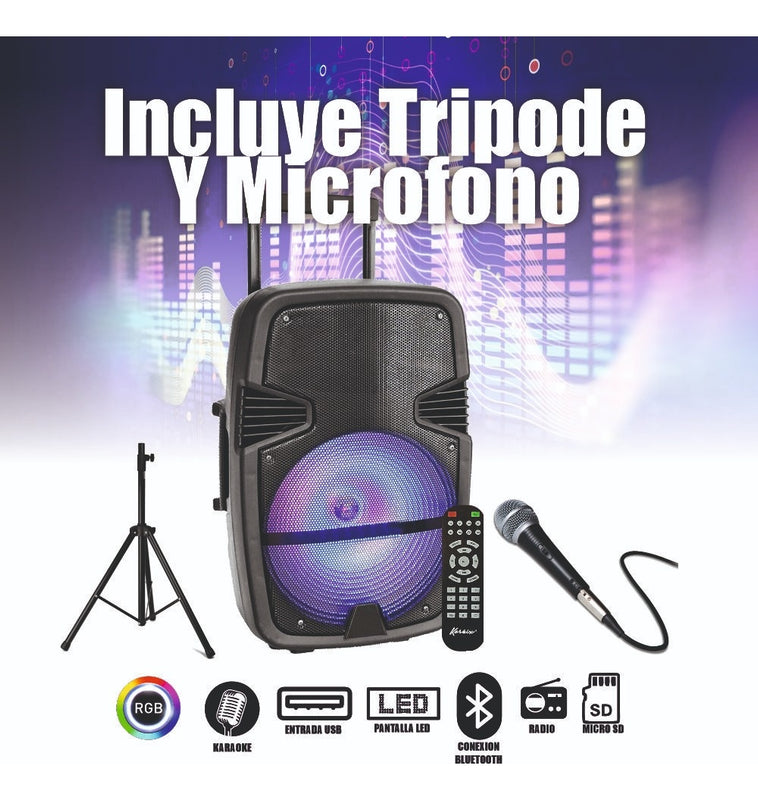 Parlante Profesional Korbix 12In500W Inalambrico Con Tripode