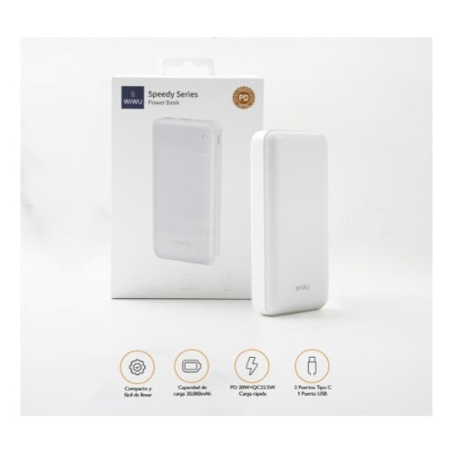 Power Bank 20.000 Mah Wiwu Carga Rapida 20W Speedy