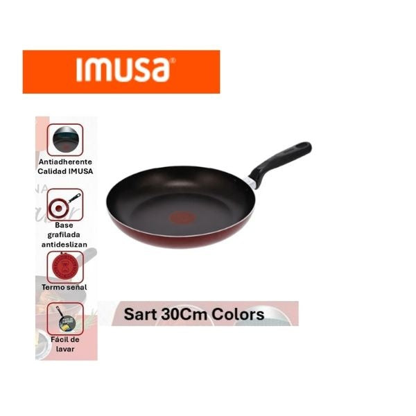 Sarten Antiadherente Imusa Colors 30Cm Con Termosenal Y Mango Ergonomico