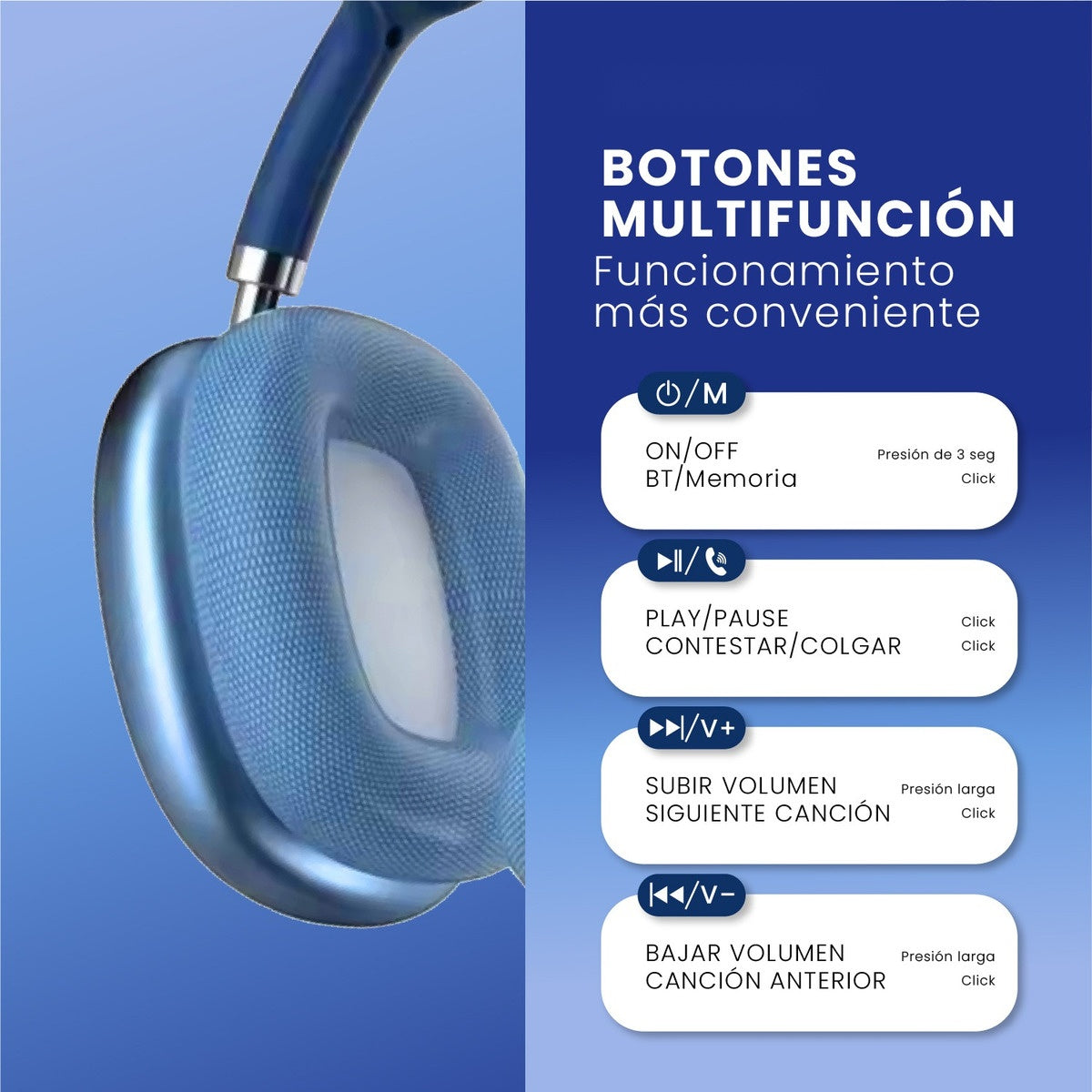 Smart Watch Premium Plus K12 Azul Con Audifonos 7 Pulsos