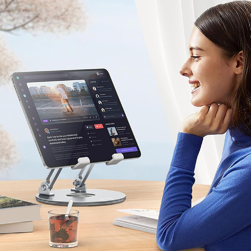 Base Pc Tablet Soporte Ajustable Giratorio Corporativo Metal