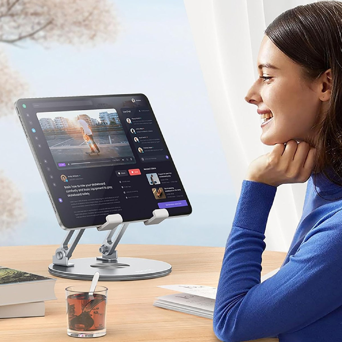 Base Pc Tablet Soporte Ajustable Giratorio Corporativo Metal