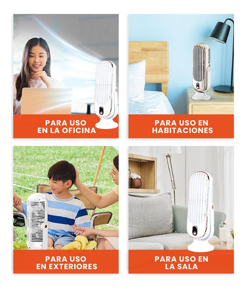 Ventilador De Mesa Escritorio Digital 5 Velocidades Silencioso Elegante Innovo Recargable