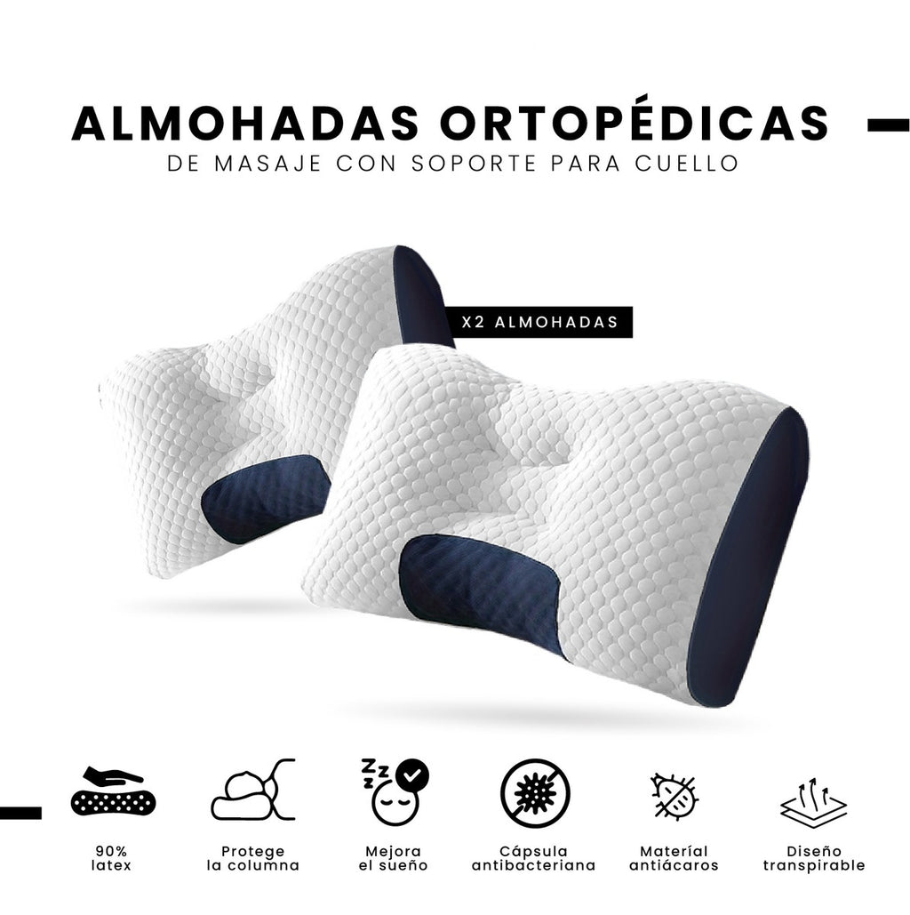 2 Almohadas Semi Ortopedicas Alto Confort Cervical Antiacaros