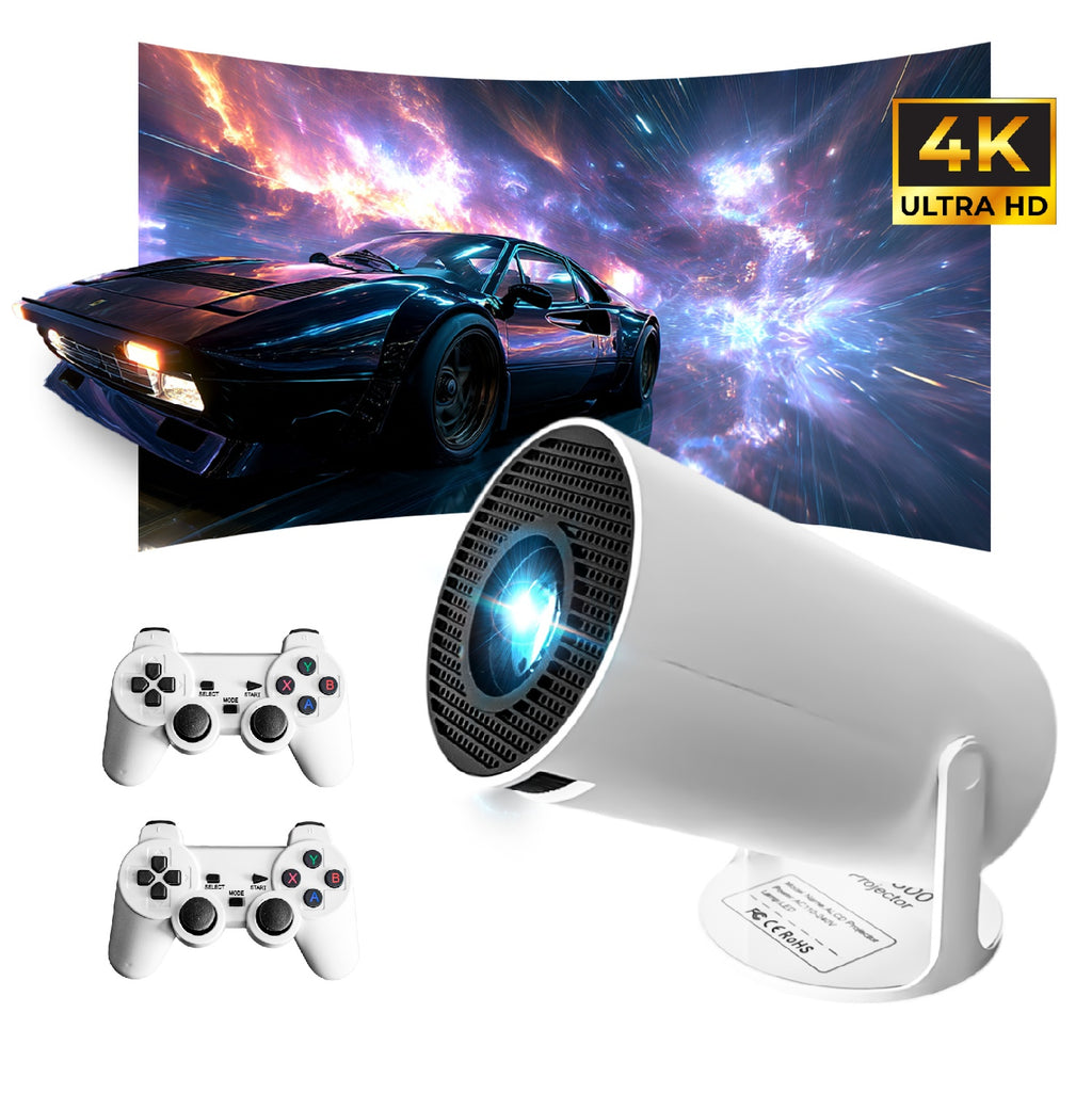 Proyector Hy Android 4K 200 Pulgadas Smart Tv + 2 Controles Gaming Netflix Youtube Prime Disney