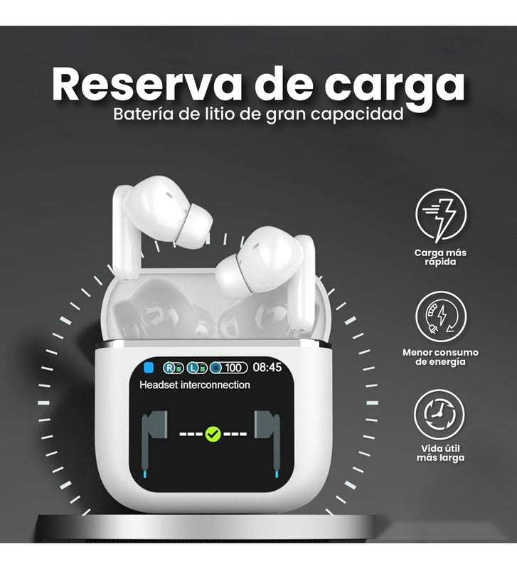 Audifonos Bluetooth 5.2 5Ta Generacion Blanco Pantalla