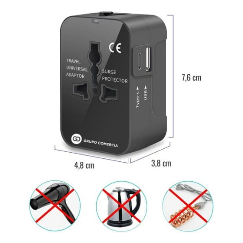 Adaptador Universal Europeo Viajero Carga Rapida Todo En 1