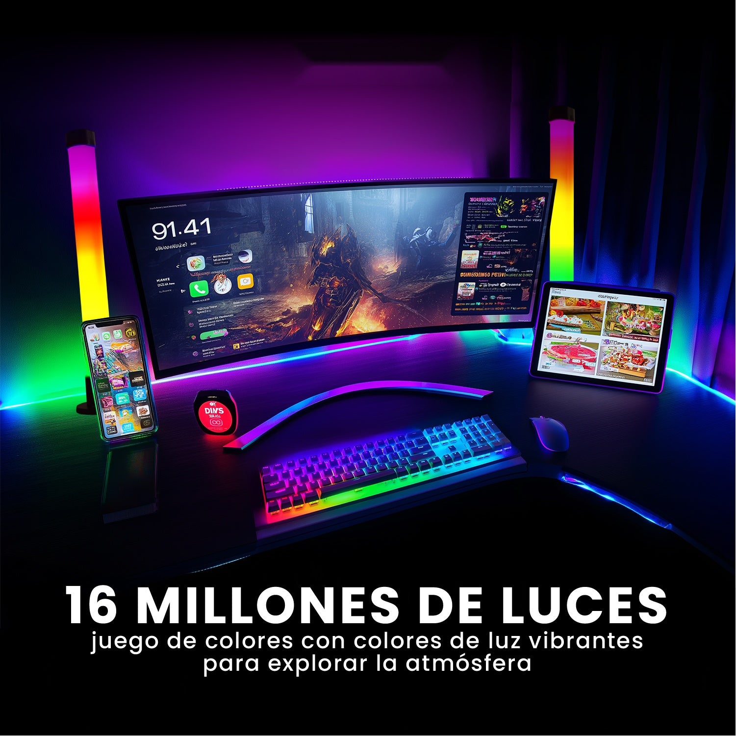 2 Barras Led De Luz Ambiente Multicolores Tv Sonidos Ritmica Con App Rgb Decoracion Innovo