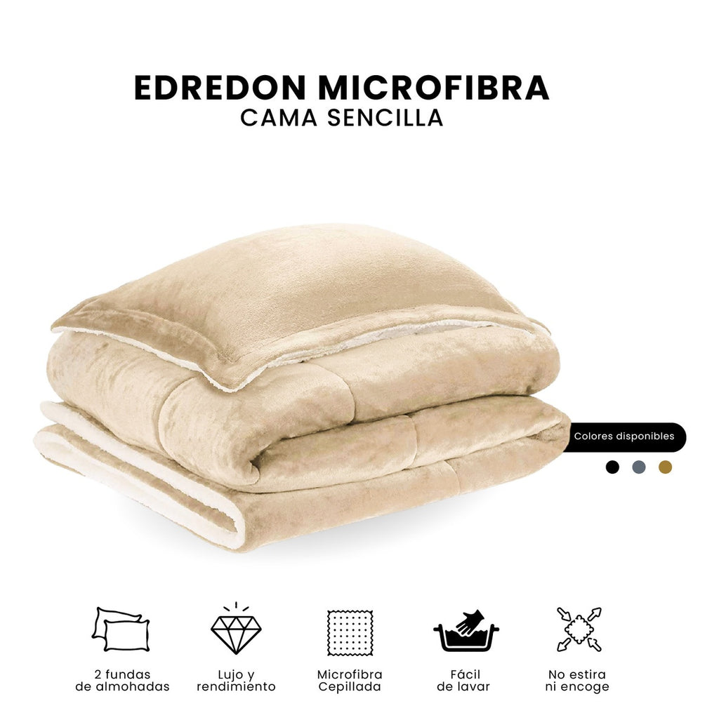 Cubre Cama Cubrelecho Sencilla Reversible Ovejero Suave Beige Doble Faz