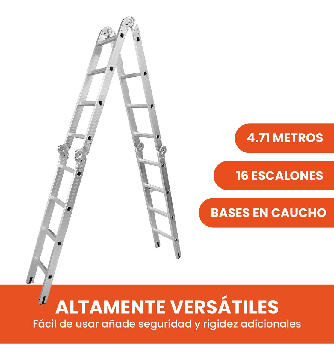Escalera Todo En 1 Multifuncion 16 Pasos Ajustable Aluminio Practica Innovo Resiste 150 Kilos Multifuncional