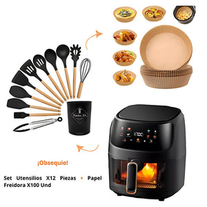 Freidora Olla De Aire Caliente 10L 2400W Digital Air Fryer Gran Capacidad + Obsequio