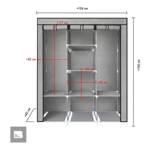 Closet Ropero Armable 3 Puertas Organizador Portatil Color Color Gris