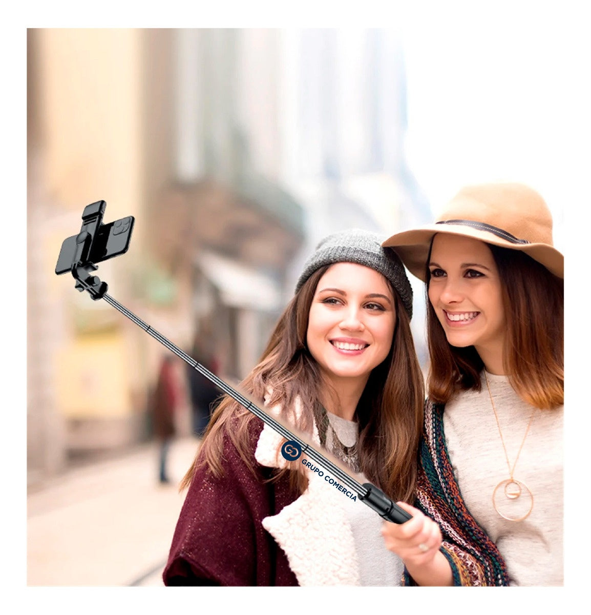 Tripode Para Celular Selfie 4 En 1 Con Bluetooth Rosado Luz
