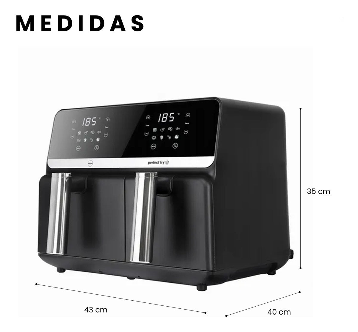 Air Fryer Freidora De Aire 9 Litros Doble Bandeja Digital Premium Nobelsound Inn Nb-2100