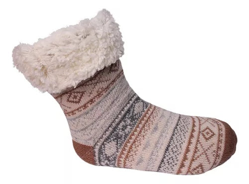 Combo Duo Medias Termicas Peluche + Cobija Termica Ovejera 180 X 240 Azul Doble Faz