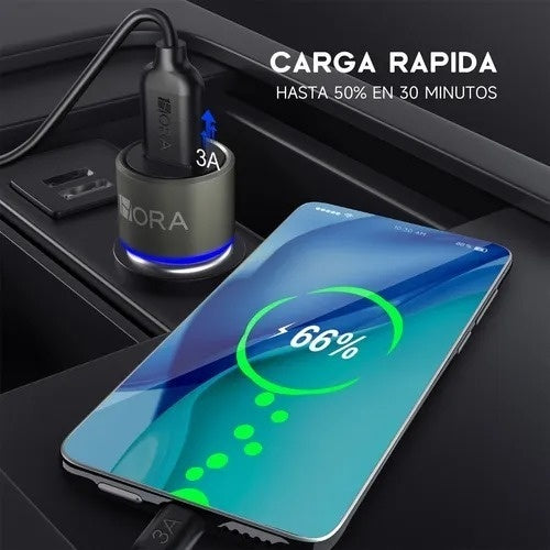 Cargador De Auto Carga Rapida Usb 1Hora Original