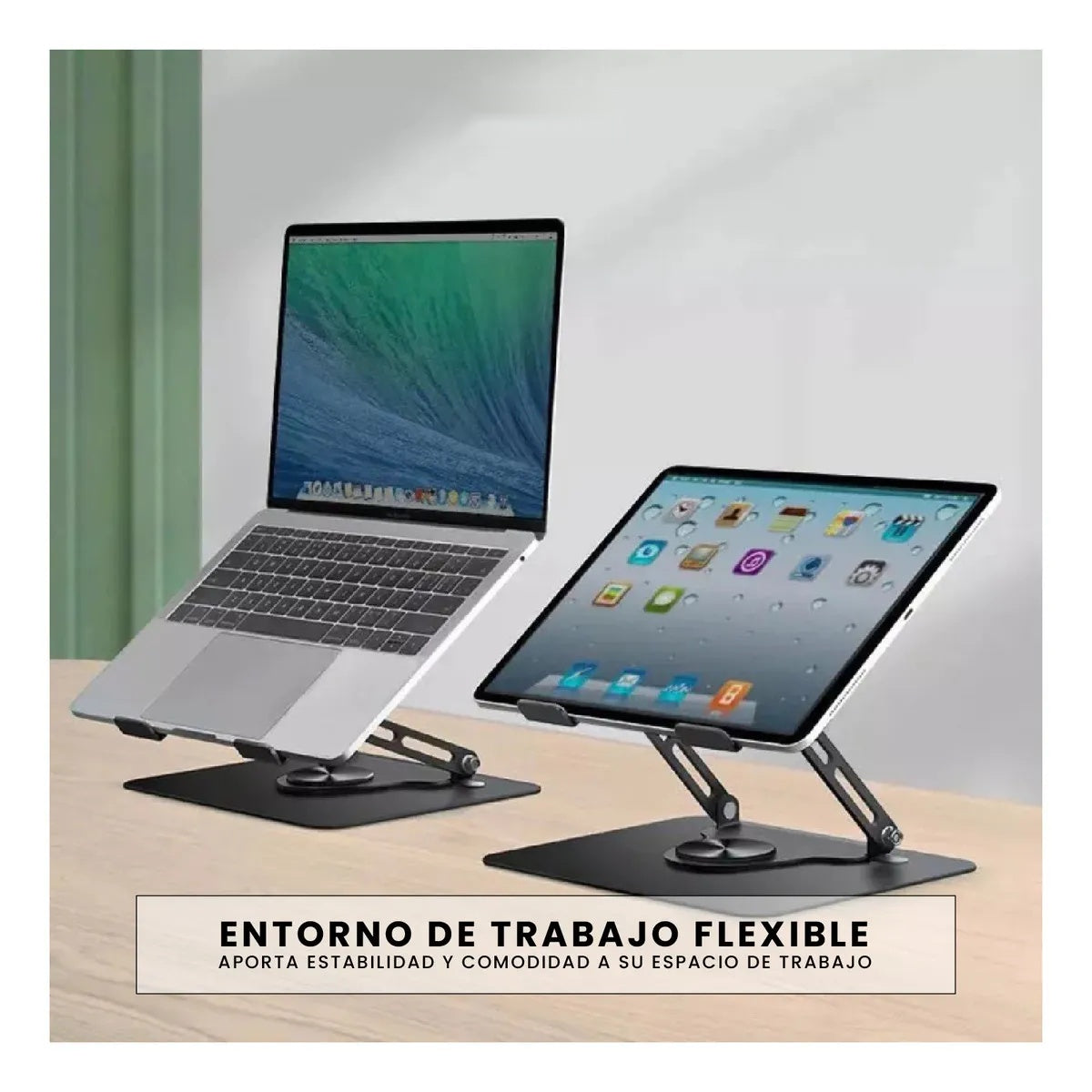 Soporte Portatil Laptop Hasta 20 Pulgadas Giratorio 360Deg Aluminio Ajuste Altura Ergonomico