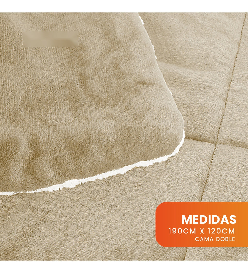 Cubrelecho Plumon Termico Doble Funda Almohadas Cama Doble Inn Home Beige Cream