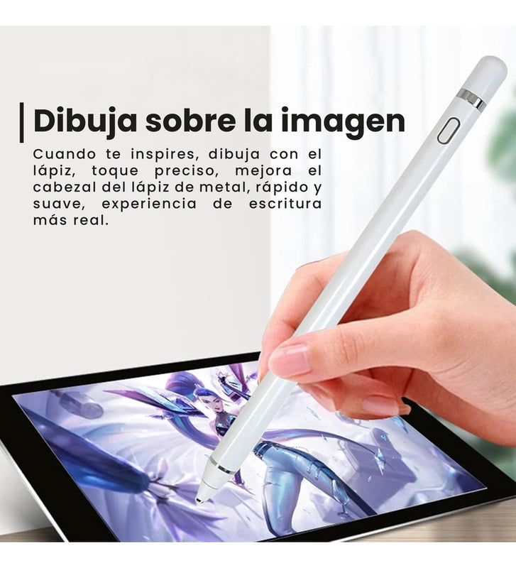 Lapiz Optico Pencil Recargable Para Tablet Celulares 15 Horas Blanco