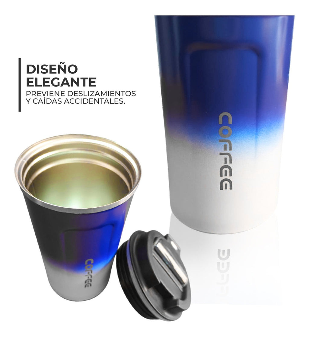 Vaso Termo Led Digital Mug Bicolor Azul 520Ml Acero Inoxidable Innovo Home