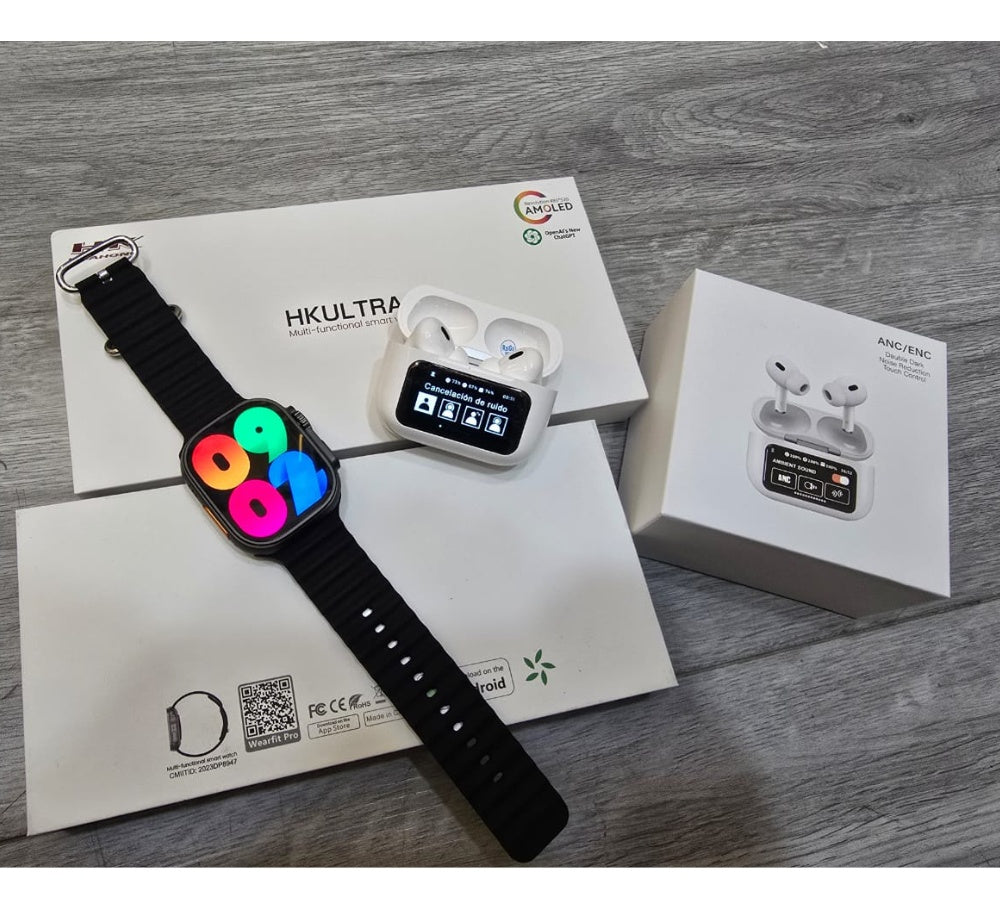 Combo Reloj Watch Hk 2 Ultra Audifonos Calidad Premium