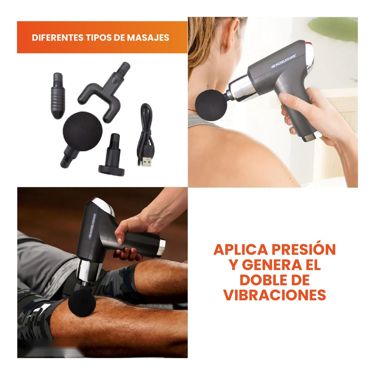 Masajeador Mini Nobel Corporal Pistola Inalambrica Nb2060 Innovo Health