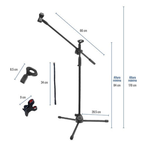 Soporte De Piso Microfono Profesional Ajustable Metalico