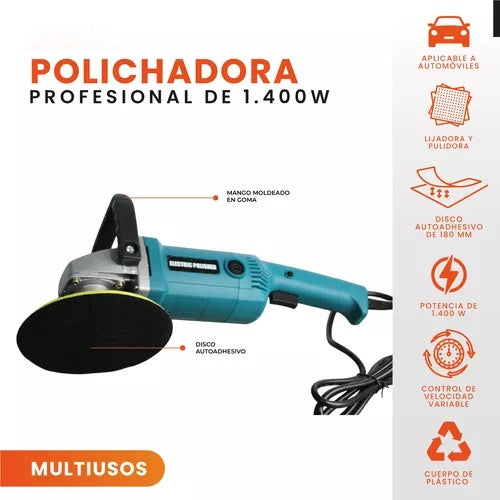 Polichadora Electrica 7P 1400W Polisher 0-3000Rpm/Min