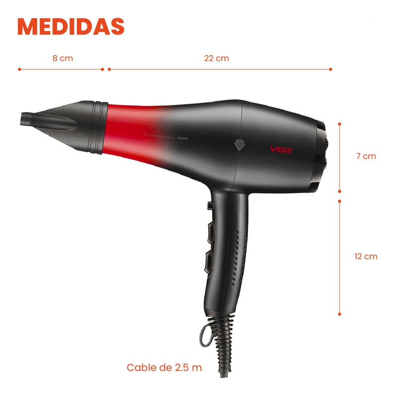 Secador Profesional Con 3 Boquillas 1500W Vgr 462