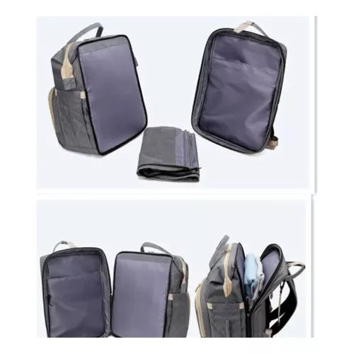 Bolso Panalera Multifuncional Corral 3 En 1 Para Bebes Color Gris